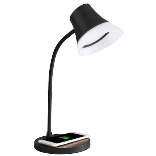 OttLite Wellness Series 17&#x22; Black Shine LED Desk Lamp with Wireless Charging